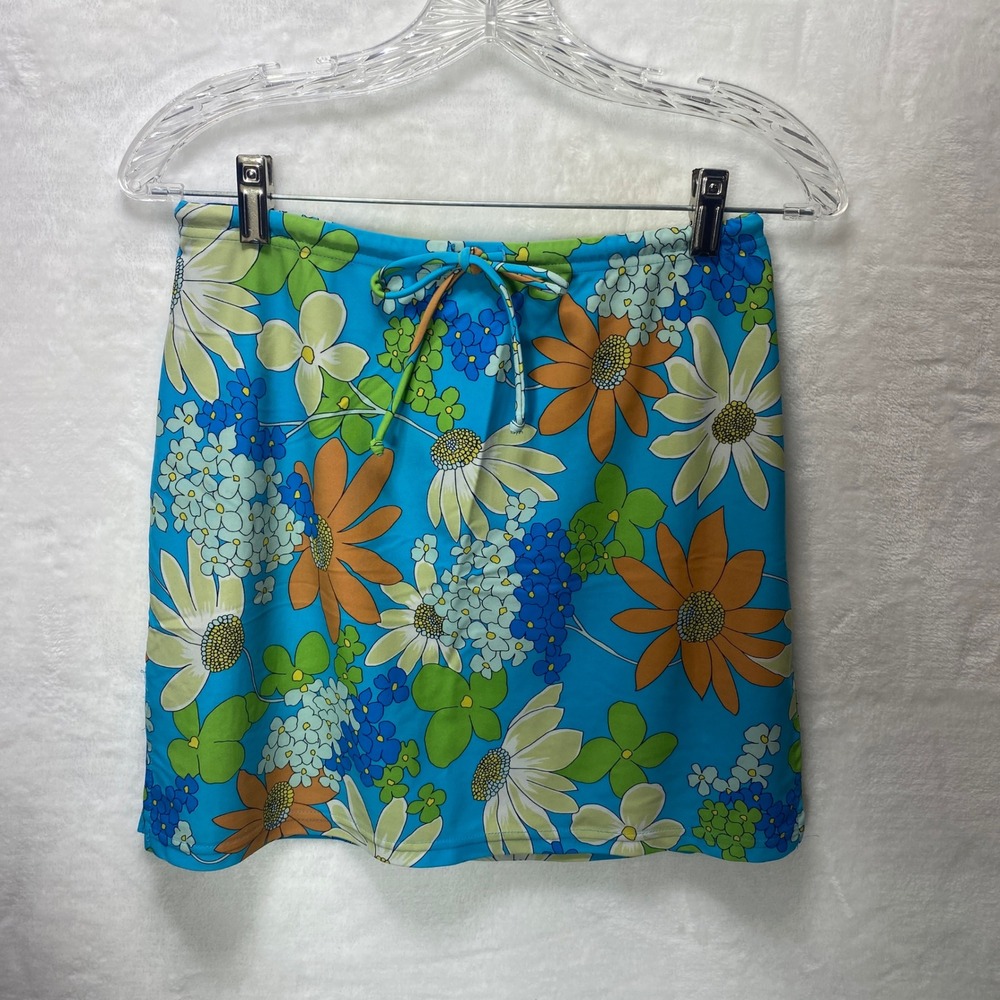 VTG Old Navy Flower Power‎ Hippie Mini Skirt Drawstring Waist Bohemian Y2K Small